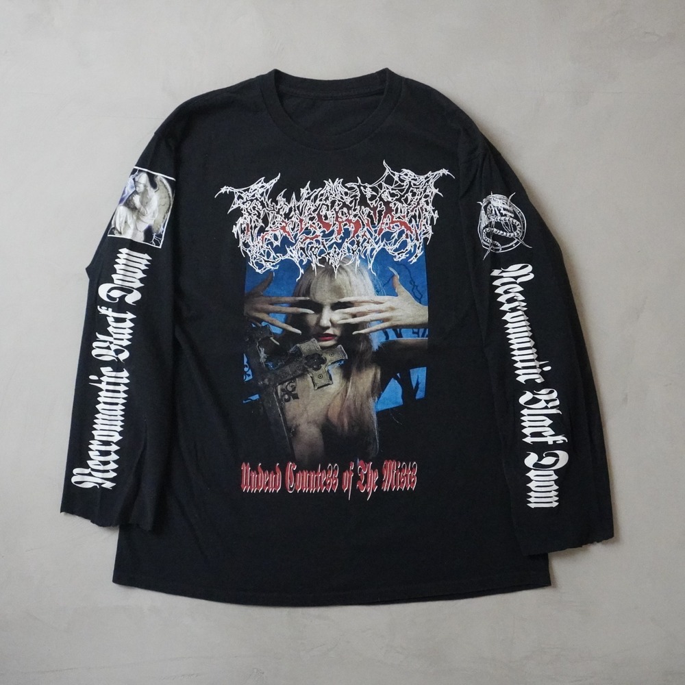 Vintage Necromantic Black Doom Long Sleeve Shirt Medium Mens Black Metal Graphic